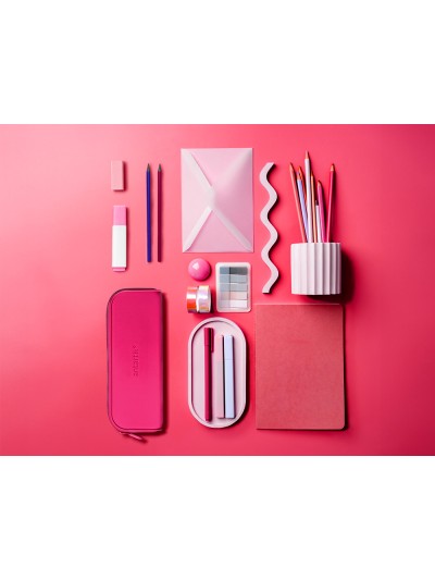 Estuche portatodo antartik prisma silicona soft rectangular 185x50x75 mm rosa fucsia