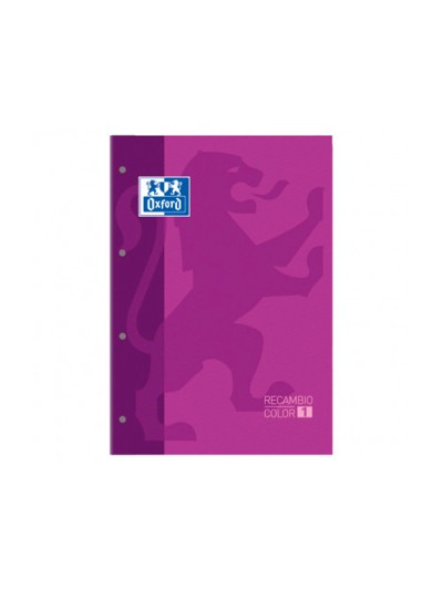 Recambio color 1 oxford din a4+ 80 hojas 90 gr cuadro 5 mm 4 taladros color morado