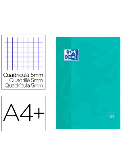 Recambio color 1 oxford din a4+ 80 hojas 90 gr cuadro 5 mm 4 taladros color ice mint