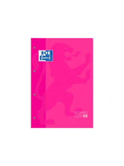 Recambio color 1 oxford din a4+ 80 hojas 90 gr cuadro 5 mm 4 taladros color fucsia
