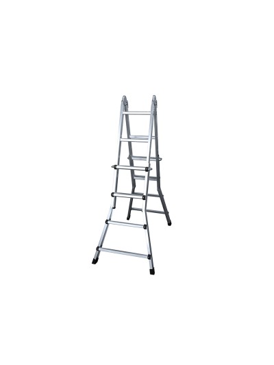 Escalera telescopica aluminio de 4+4 peldaños con tapa finalpvc antideslizante en131-4