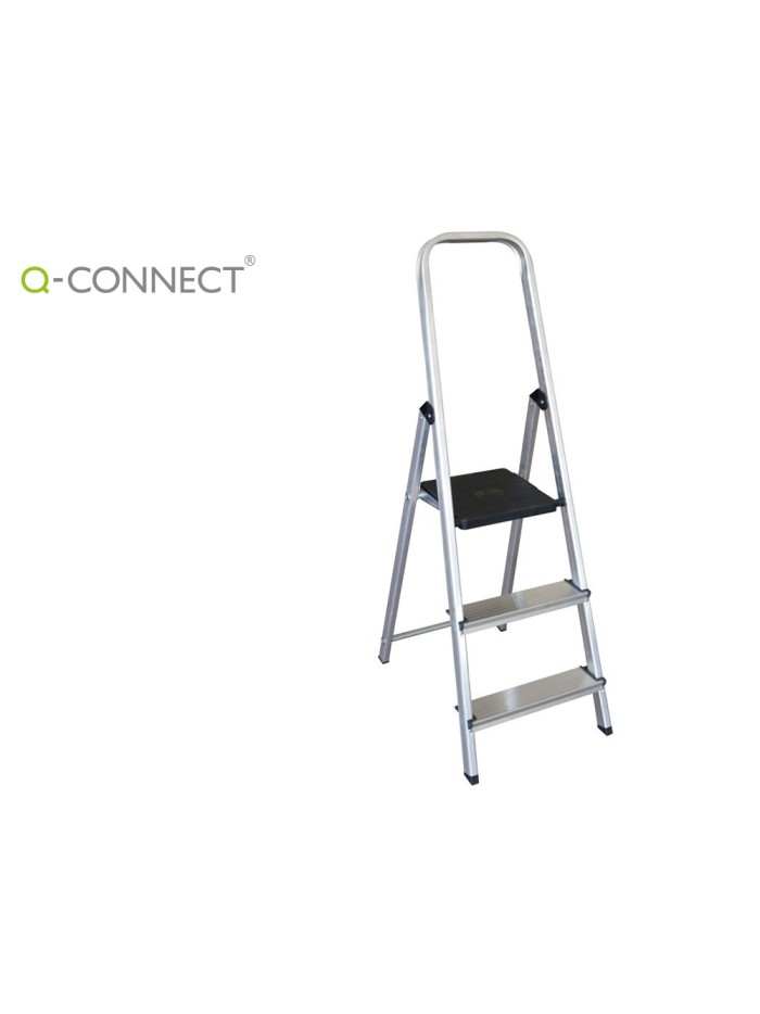 Escalera q-connect de aluminio 3 peldaños 590x400x1260 mm peso maximo 150 kg en-131 Escalera q-connect de aluminio 3 peldaños 590x400x1260 mm peso maximo 150 kg en-131