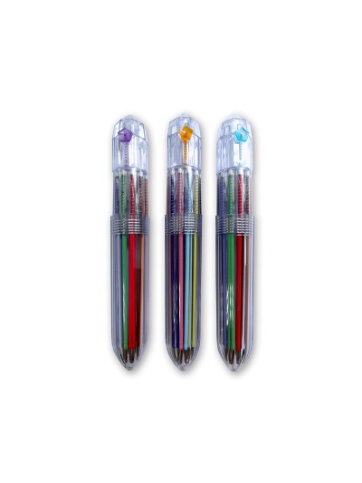 Boligrafo liderpapel 10 en 1 cuerpo transparente 10 colores 1 mm retractil