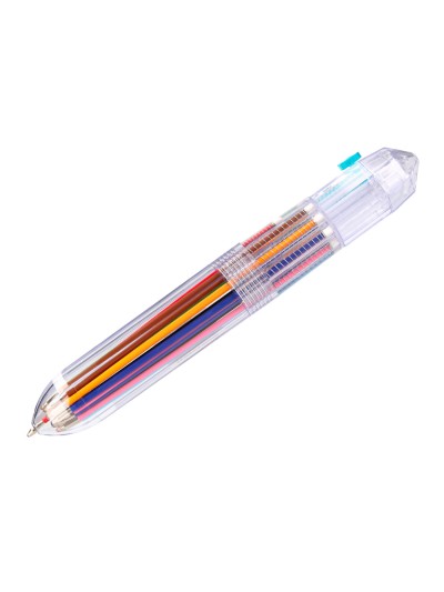 Boligrafo liderpapel 10 en 1 cuerpo transparente 10 colores 1 mm retractil
