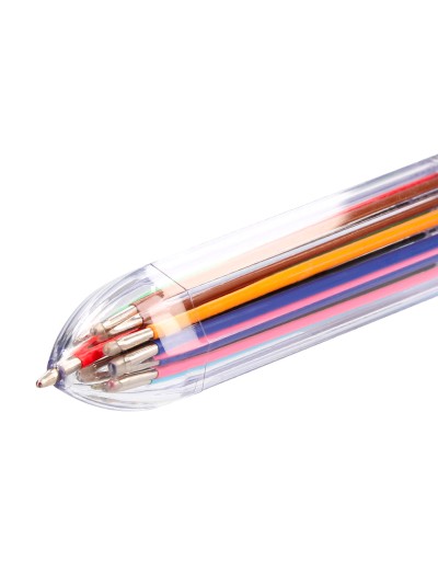 Boligrafo liderpapel 10 en 1 cuerpo transparente 10 colores 1 mm retractil