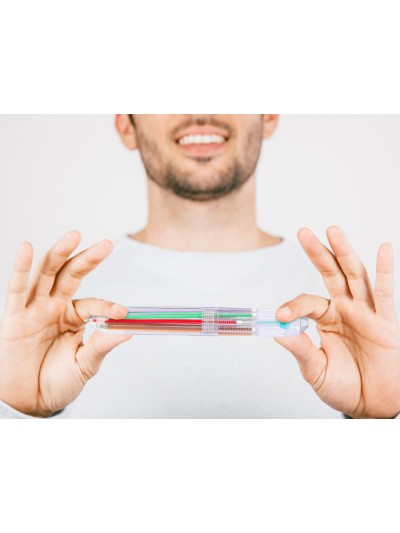 Boligrafo liderpapel 10 en 1 cuerpo transparente 10 colores 1 mm retractil