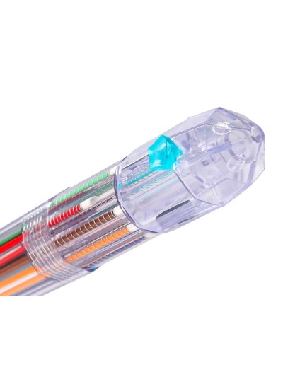 Boligrafo liderpapel 10 en 1 cuerpo transparente 10 colores 1 mm retractil