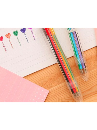 Boligrafo liderpapel 10 en 1 cuerpo transparente 10 colores 1 mm retractil