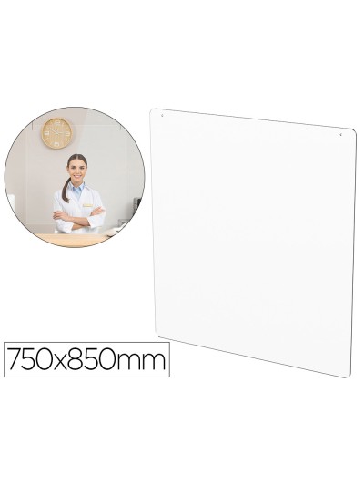Pantalla de proteccion de techo para mostrador metacrilato ventana 300 x 150 mm medidas 750 x 850 mm