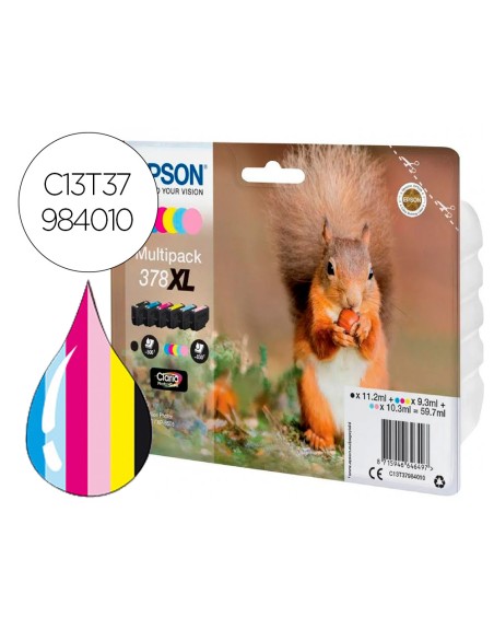Ink-jet epson 378 xl expression home xp-8605 / 15000 / 8500 negro amarillo cian magenta cian claro