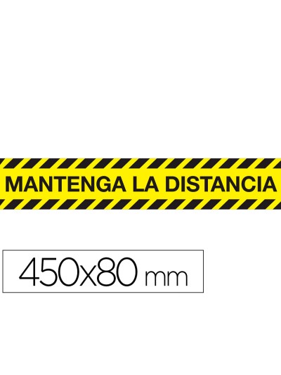 Cinta adhesiva de señalizacion mantenga la distancia de seguridad pvc 165 mc 450x80 mm