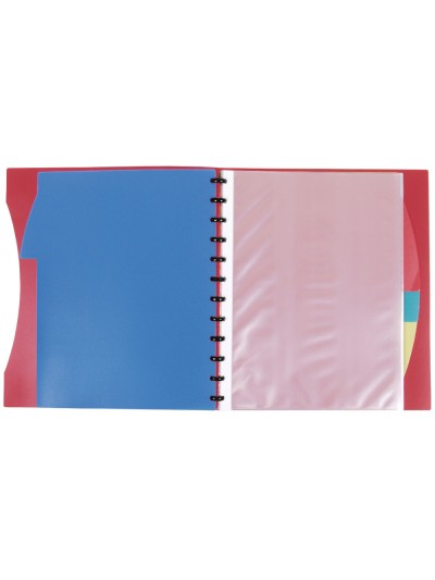 Carpeta liderpapel a4 con 40 fundas intercambiables 5 sep sobre y gomilla portada y lomo personalizable rojo