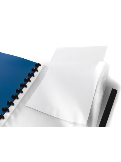 Carpeta liderpapel a4 con 40 fundas intercambiables 5 sep sobre y gomilla portada y lomopersonalizable transparente
