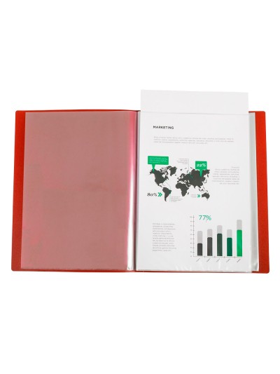 Carpeta liderpapel 80 fundas canguro pp din a4 rojo translucido portada y lomo personalizable