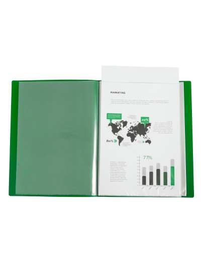 Carpeta liderpapel 60 fundas canguro pp din a4 verde translucido portada y lomo personalizable