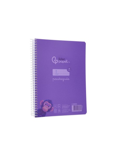 Cuaderno espiral liderpapel din a5 pautaguia tapa plastico 80h 90gr cuadro pautado 4 mm con margen color lila