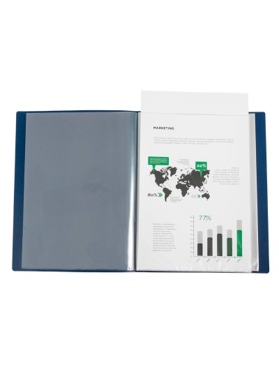 Carpeta liderpapel 60 fundas canguro pp din a4 azul translucido portada y lomo personalizable