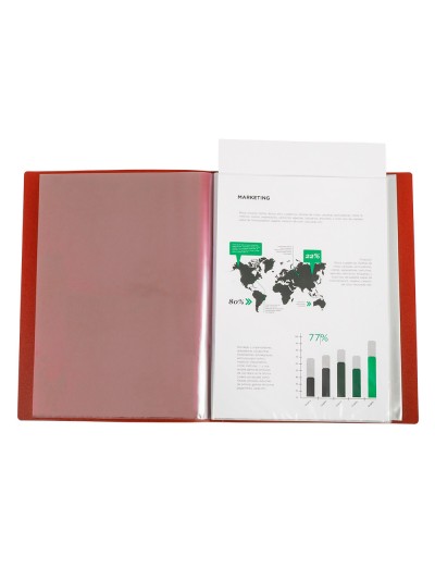 Carpeta liderpapel 30 fundas canguro pp din a4 rojo translucido portada y lomo personalizable