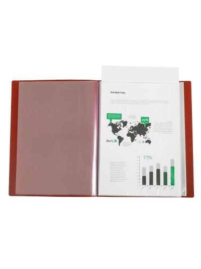 Carpeta liderpapel 10 fundas canguro pp din a4 rojo translucido portada y lomo personalizable