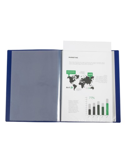 Carpeta liderpapel 10 fundas canguro pp din a4 azul translucido portada y lomo personalizable