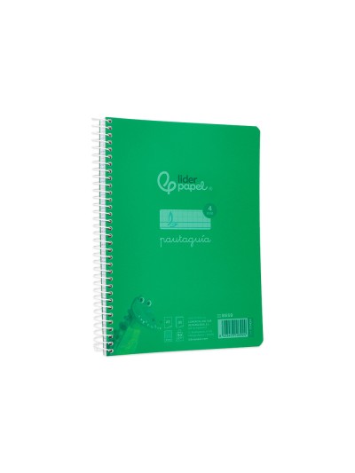 Cuaderno espiral liderpapel din a5 pautaguia tapa plastico 80h 90gr cuadro pautado 4mm con margen color verde