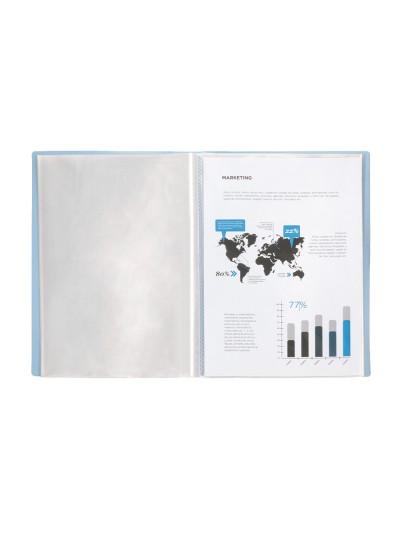 Carpeta liderpapel escaparate 80 fundas polipropileno din a4 celeste opaco