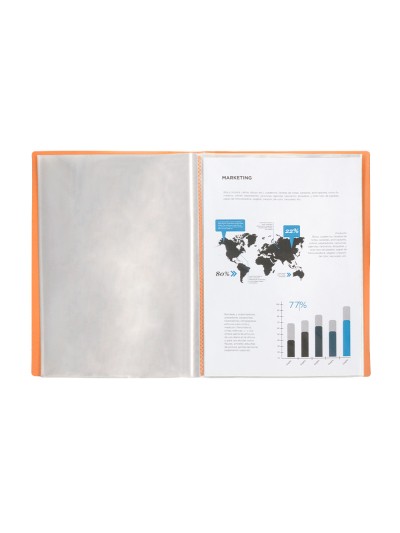 Carpeta liderpapel escaparate 80 fundas polipropileno din a4 naranja fluor opaco