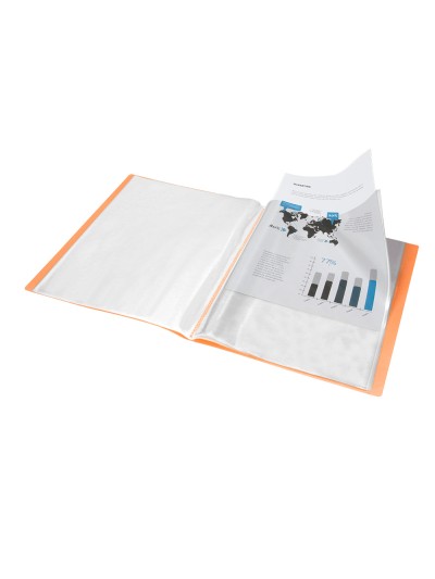 Carpeta liderpapel escaparate 80 fundas polipropileno din a4 naranja fluor opaco