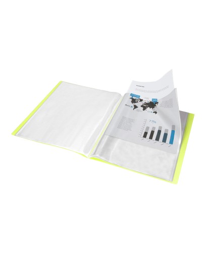 Carpeta liderpapel escaparate 80 fundas polipropileno din a4 amarillo fluor opaco