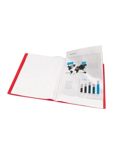 Carpeta liderpapel escaparate 80 fundas polipropileno din a4 rojo translucido