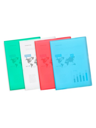 Carpeta liderpapel escaparate 80 fundas polipropileno din a4 rojo translucido