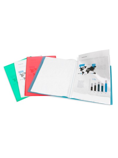 Carpeta liderpapel escaparate 80 fundas polipropileno din a4 rojo translucido
