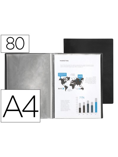 Carpeta liderpapel escaparate 80 fundas polipropileno din a4 negro opaco