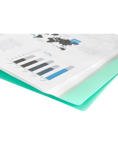 Carpeta liderpapel escaparate 60 fundas polipropileno din a4 verde manzana opaco