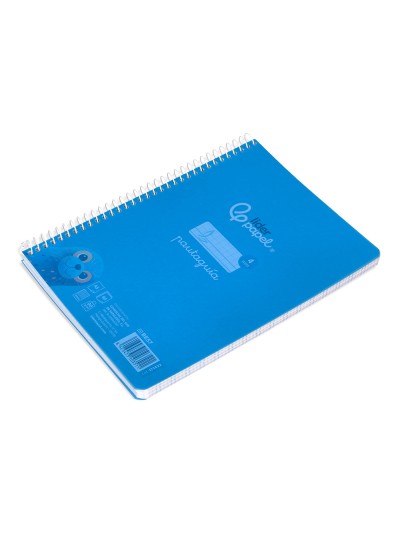 Cuaderno espiral liderpapel din a5 pautaguia tapa plastico 80h 90gr cuadro pautado 4mm con margen color azul