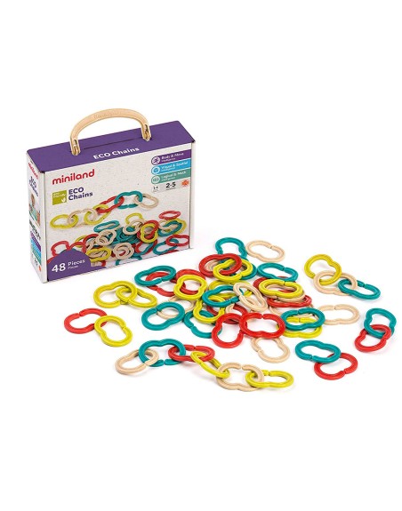 Juego miniland set de eslabones 48 piezas material eco friendly 240x190x80 mm