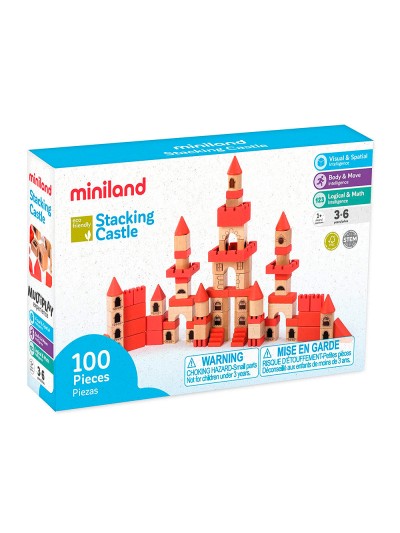 Juego miniland de construcccion 100 piezas material madera ecologica
