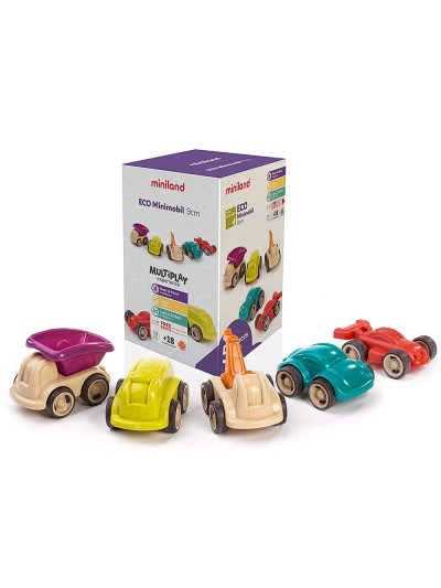 Juego miniland set de 5 minimobiles fabricados en material eco friendly 150x210x150 mm