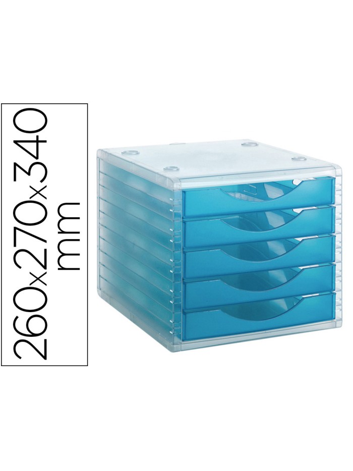 Fichero cajones de sobremesa archivo 2000 apilable 5 cajones lagoon translucido 260x270x340 mm Fichero cajones de sobremesa archivo 2000 apilable 5 cajones lagoon translucido 260x270x340 mm