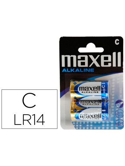 Pila maxell alcalina 1,5 v tipo c lr14 blister de 2 unidades
