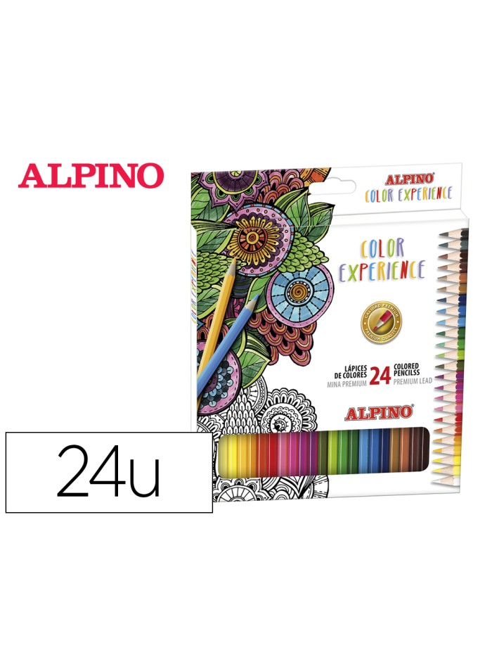Lapices de colores alpino experience mina premium 3,3 mm caja carton de 24 unidades colores Lapices de colores alpino experience mina premium 3,3 mm caja carton de 24 unidades colores