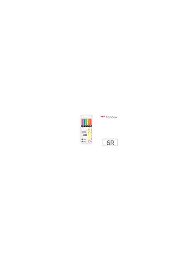 Rotulador tombow fudenosuke tinta base de agua punta pincel dura estuche de 6 unidades colores neon