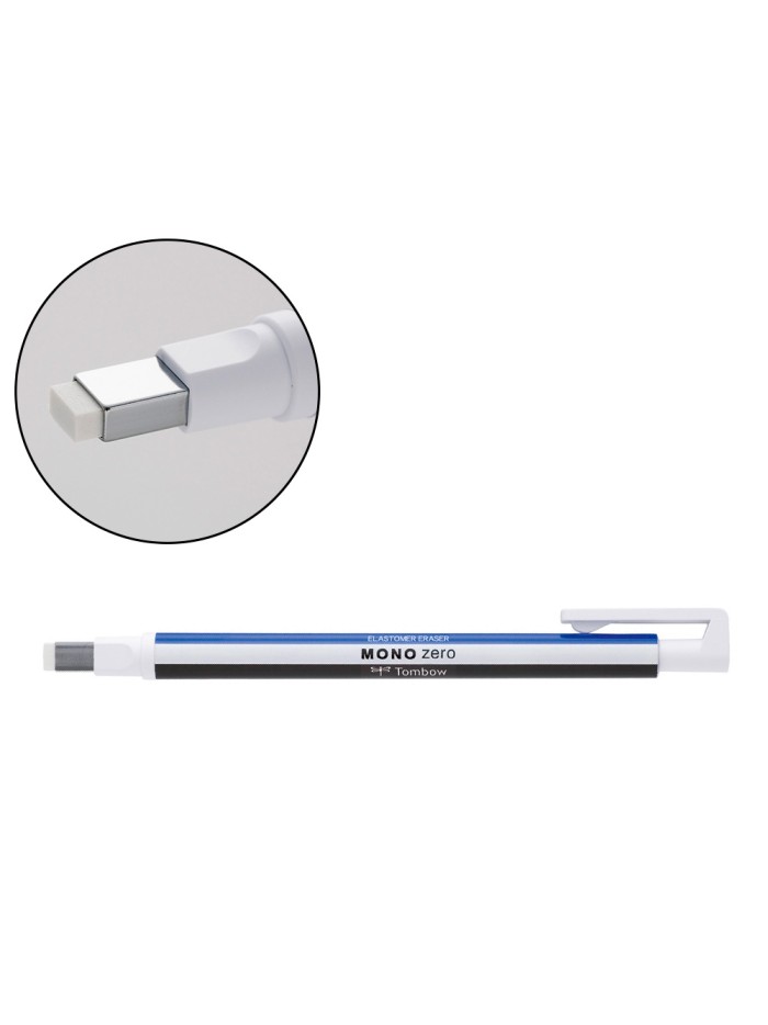 Portagomas tombow mono zero con clip goma rectangular 2,5 x 5 mm color blanco azul y negro Portagomas tombow mono zero con clip goma rectangular 2,5 x 5 mm color blanco azul y negro