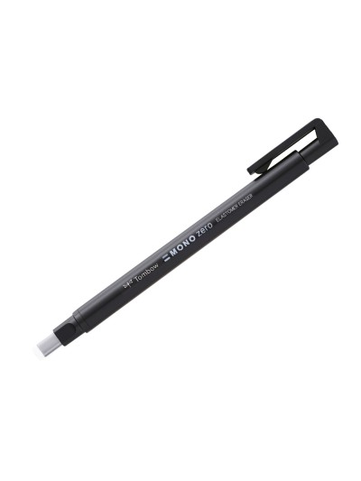 Portagomas tombow mono zero con clip goma rectangular 2,5 x 5 mm color blanco azul y negro