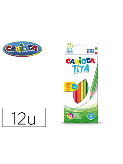Lapices de colores carioca tita hexagonal caja de 12 unidades colores surtidos
