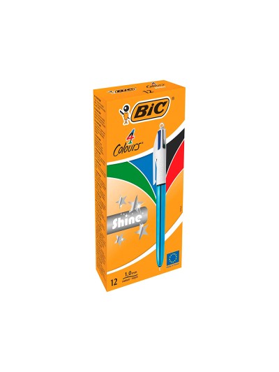 Boligrafo bic cuatro colores shine azul punta de 1 mm