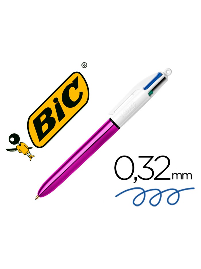Boligrafo bic cuatro colores shine morado punta de 1 mm Boligrafo bic cuatro colores shine morado punta de 1 mm