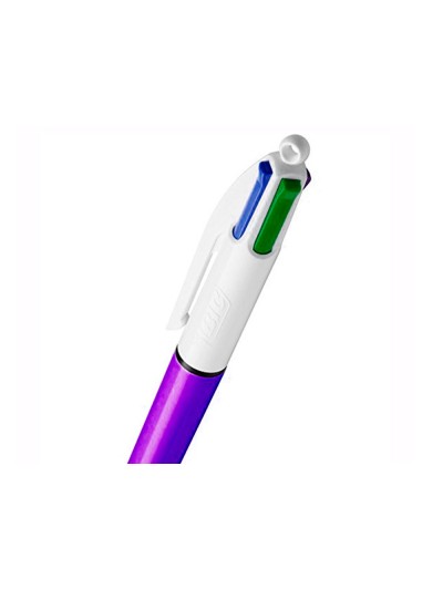 Boligrafo bic cuatro colores shine morado punta de 1 mm