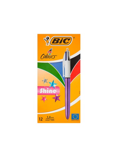 Boligrafo bic cuatro colores shine morado punta de 1 mm