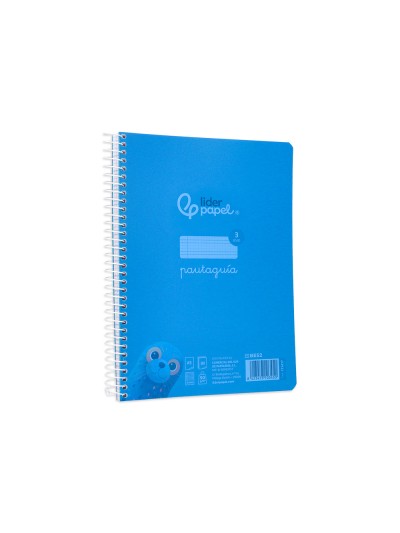 Cuaderno espiral liderpapel din a5 pautaguia tapa plastico 80h 90gr cuadro pautado 3 mm con margen color azul